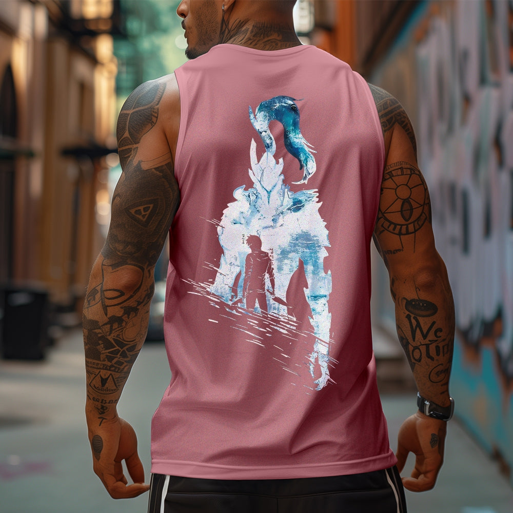 SL-Oversized Anime Print Gym Tank Top