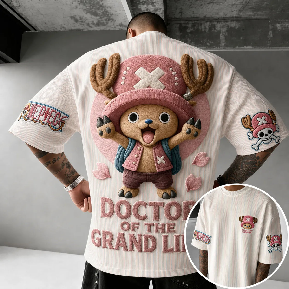 One Piece Unisex Short-Sleeve Corduroy T-Shirt With Anime Print