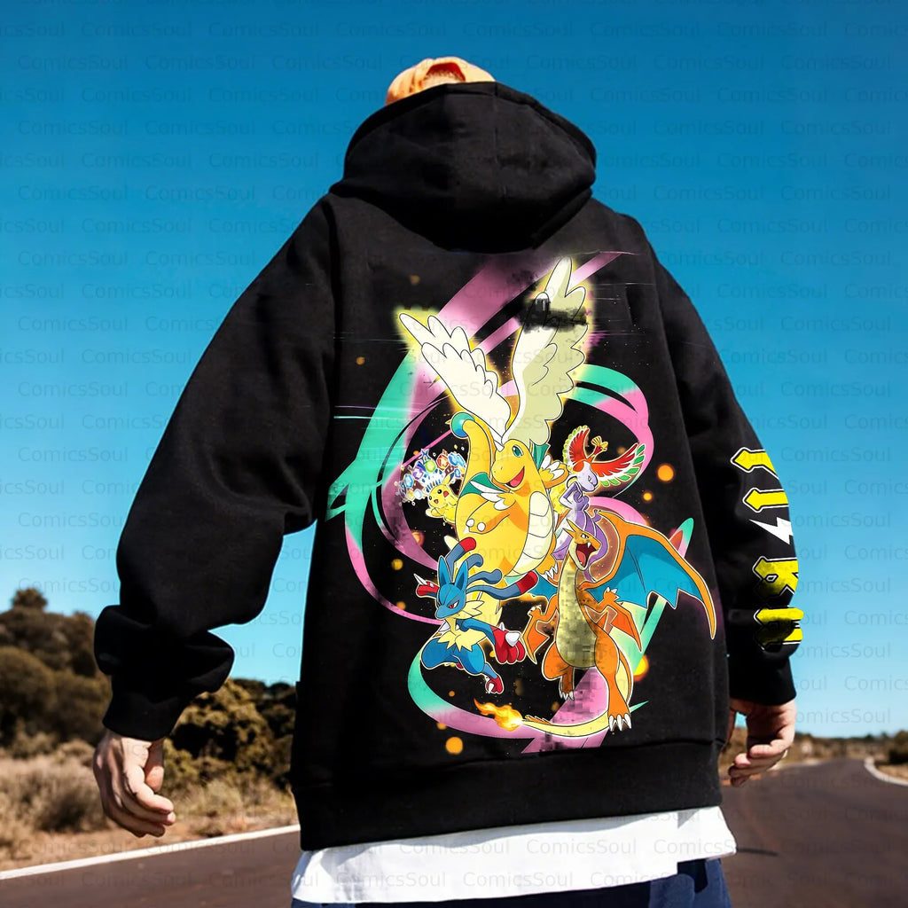 PKM-Unisex Anime Inspired Vintage Plush Hoodie