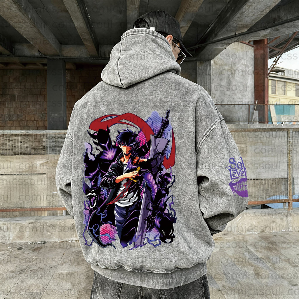 SL-Unisex  Anime Graphic Water wash Streetwear Vintage Hoodie