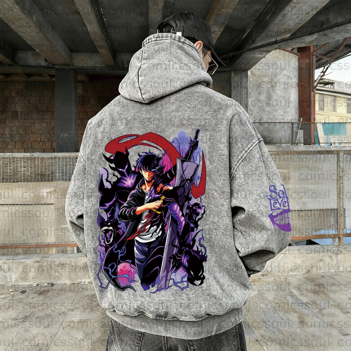 SL-Unisex  Anime Graphic Water wash Streetwear Vintage Hoodie