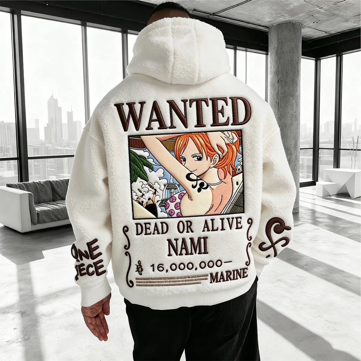 One Piece Color-blocked Plush Hoodie