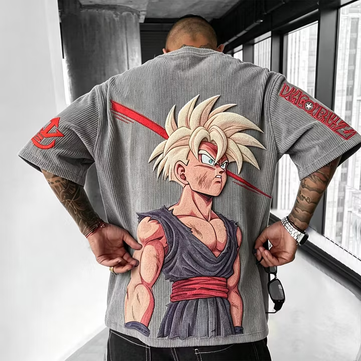 Dragon Ball Unisex Anime Inspired Vintage Corduroy T-Shirt