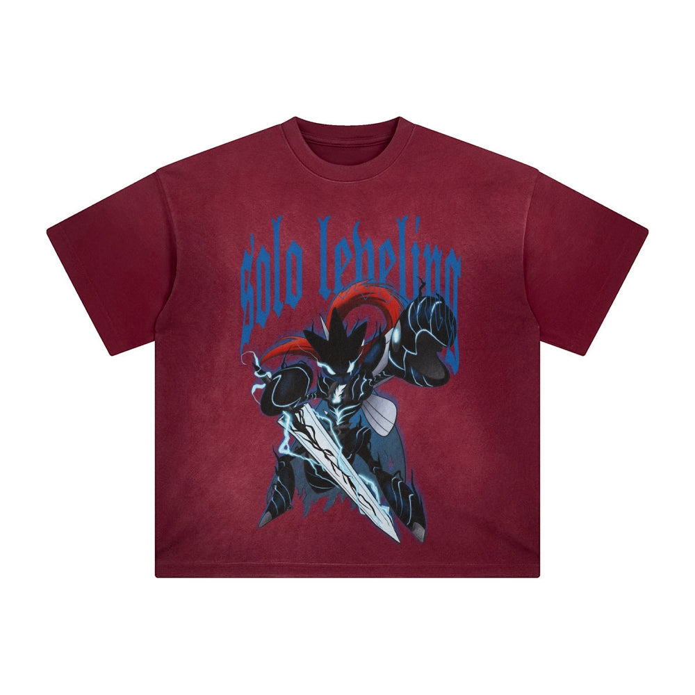 SL-Unisex Anime Inspired Washed  Vintage T-Shirt