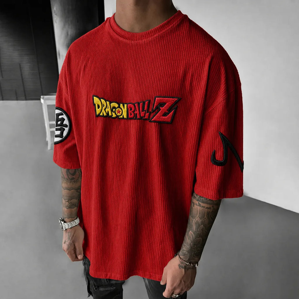 Dragon Ball Unisex Anime-Style Retro Corduroy Oversized T-Shirt