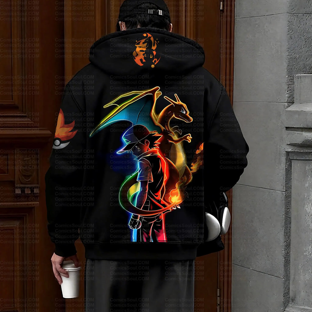 PKM-Unisex Graphic Streetwear Vintage Zipper Cardigan Plush Hoodie