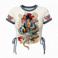 Dragon Ball Women's Slim-Fit Short-Sleeve T-Shirt With Anime Print And Side Drawstrings