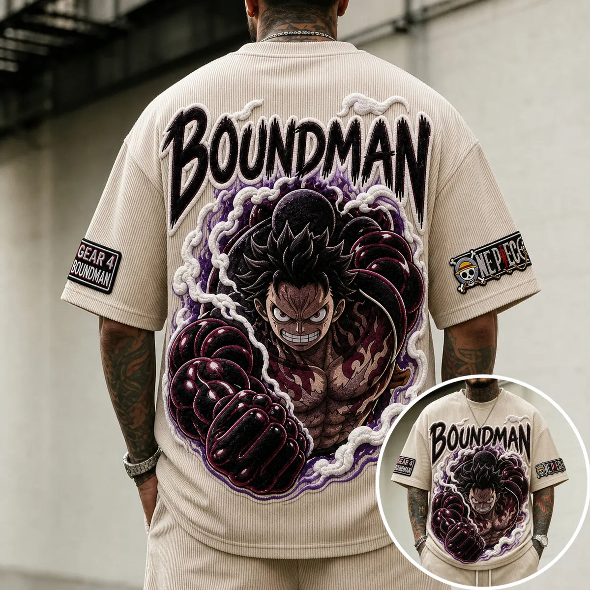 One Piece Unisex Short-Sleeve Corduroy T-Shirt With Anime Print