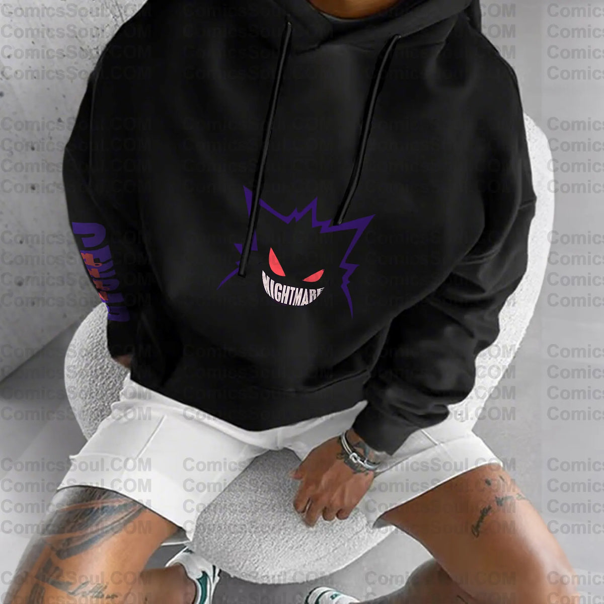 PKM-Unisex Anime Graphic Streetwear Vintage Plush Hoodie| Gengar
