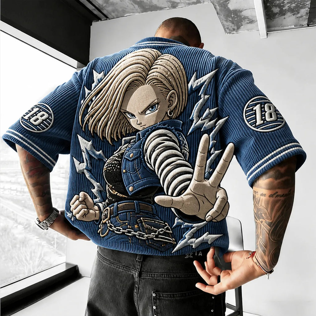 Dragon Ball Unisex Anime-Style Retro Corduroy Oversized T-Shirt