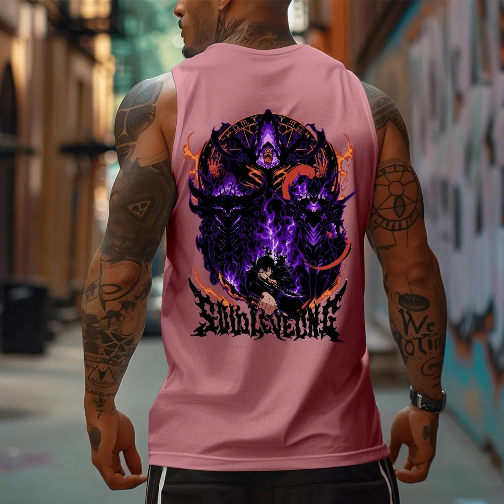 SL-Oversized Anime Print Gym Tank Top