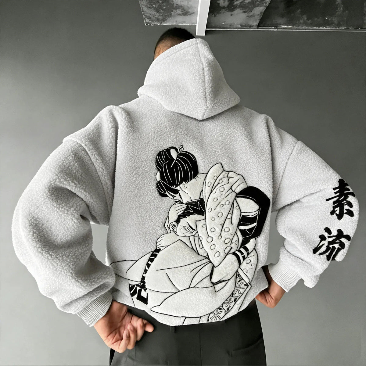 KNY Color-blocked Corduroy Hooded Sweatshirt
