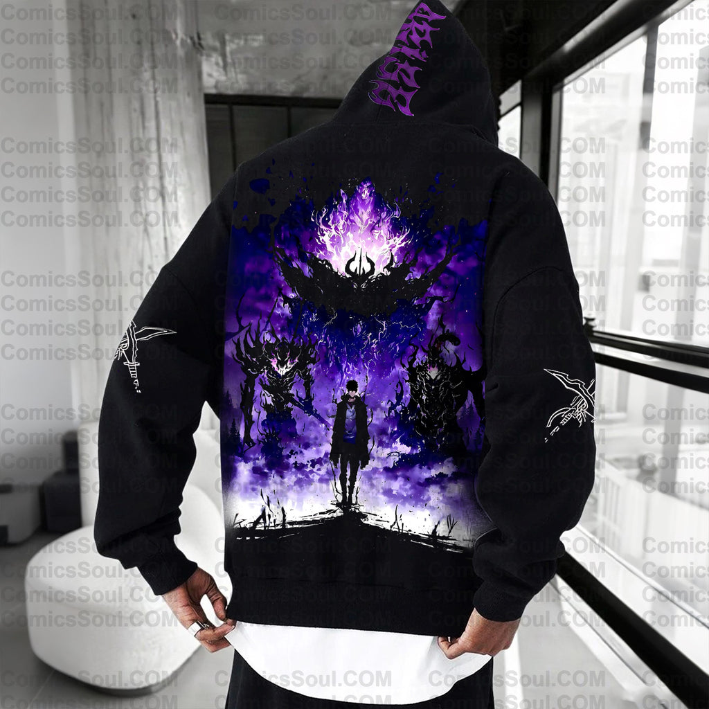 SL-Unisex Anime Graphic Streetwear Wintage Plush Hoodie