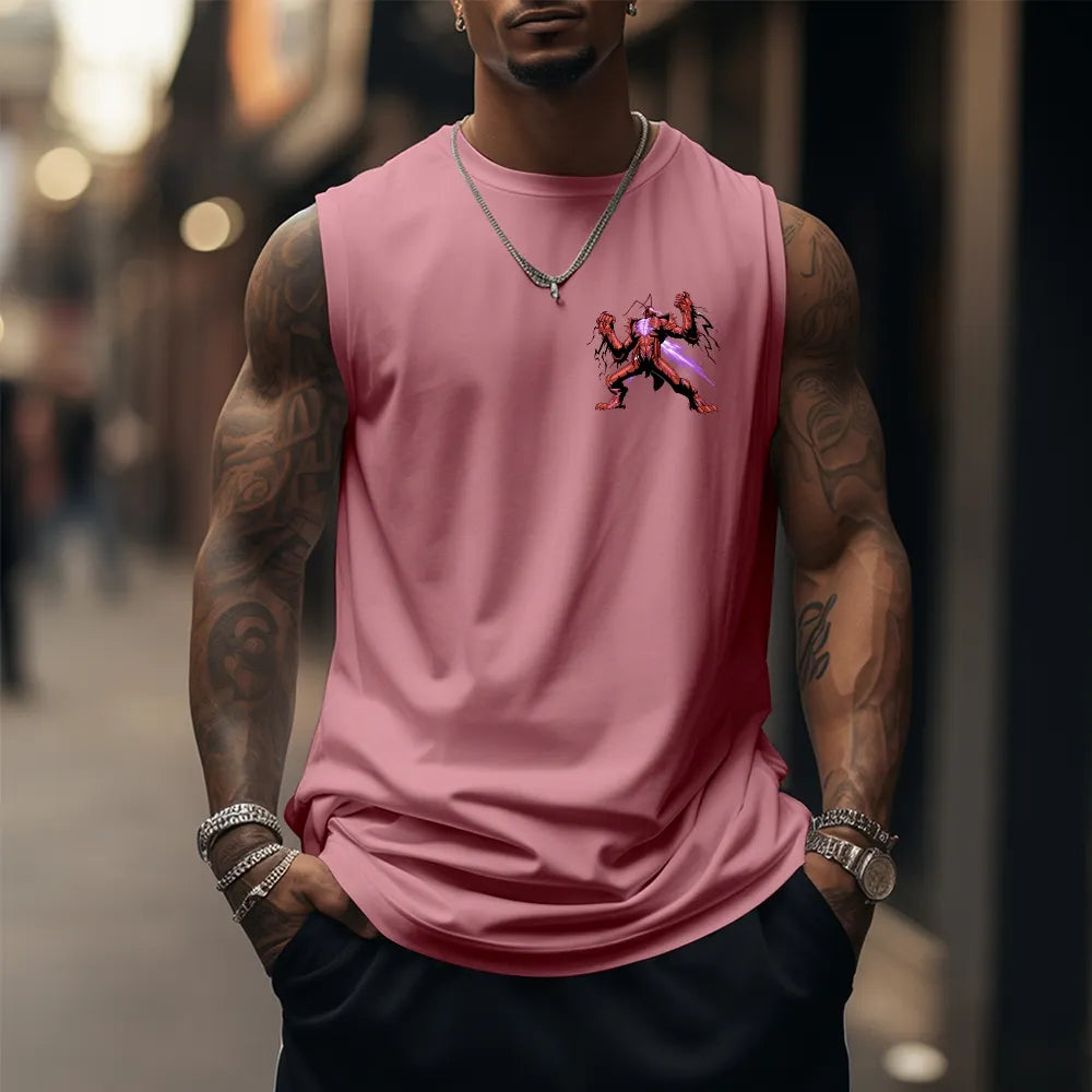 SL-Oversized Anime Print Gym Tank Top