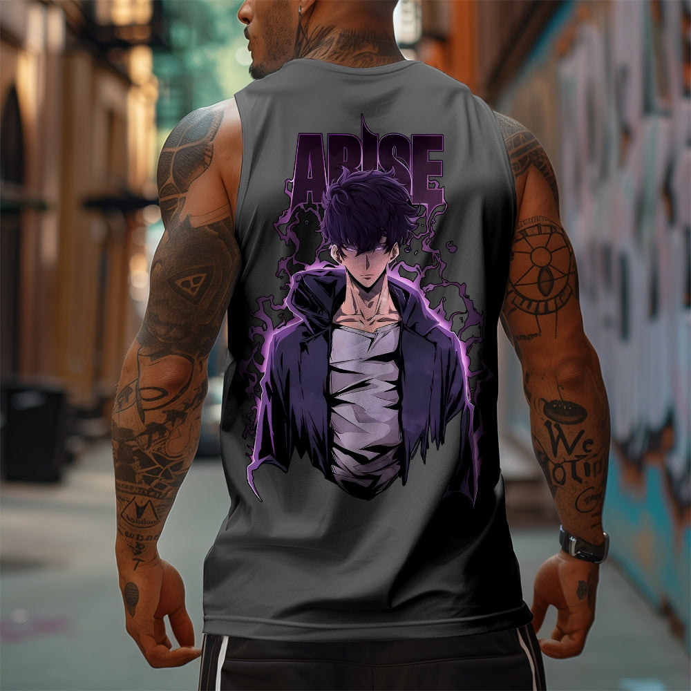 SL-Oversized Anime Print Gym Tank Top