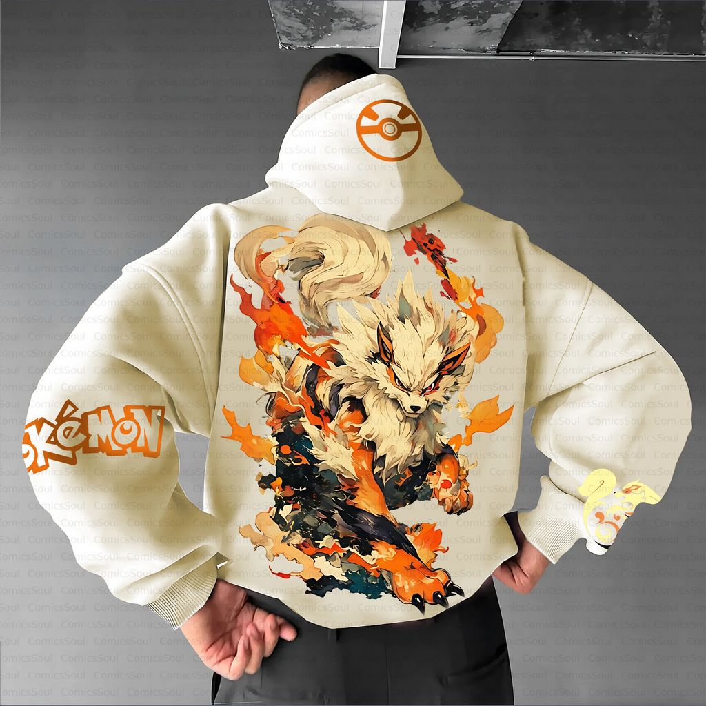PKM-PKM-Unisex Anime Inspired Vintage Plush Hoodie