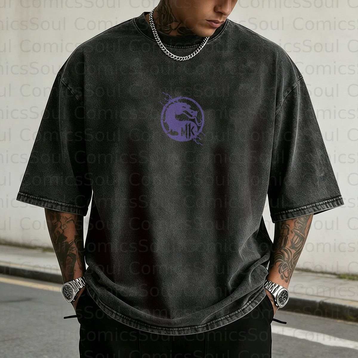 MK-Unisex Anime Inspired Vintage Washed T-Shirt