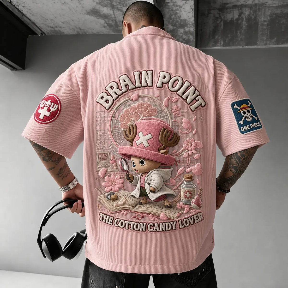 One Piece Unisex Short-Sleeve Corduroy T-Shirt With Anime Print