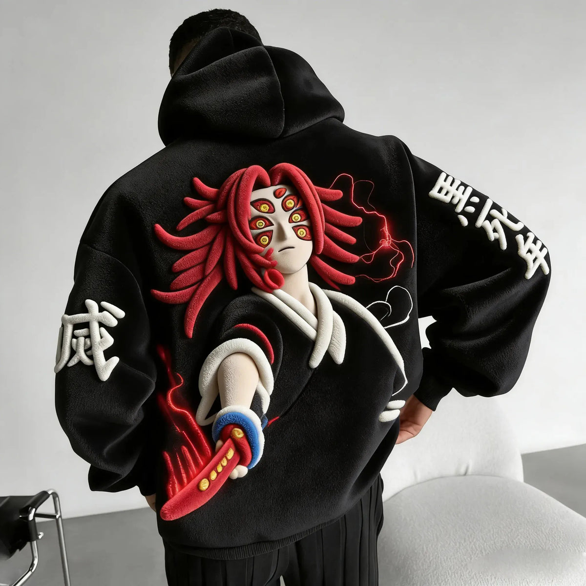 KNY Color-blocked Corduroy Hooded Sweatshirt