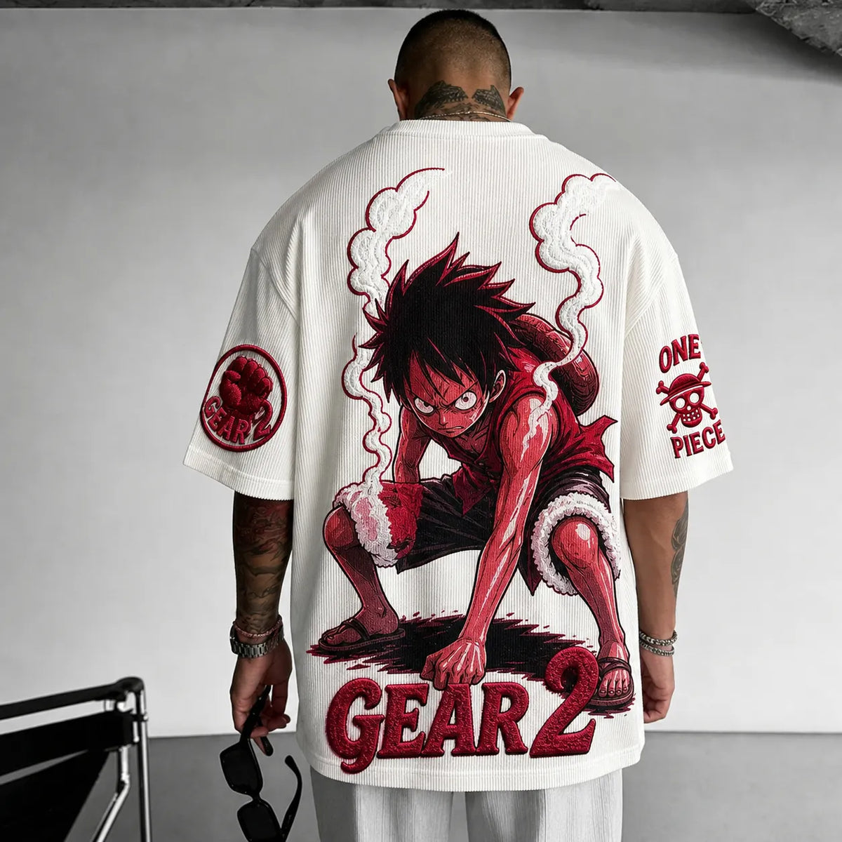One Piece Unisex Short-Sleeve Corduroy T-Shirt With Anime Print
