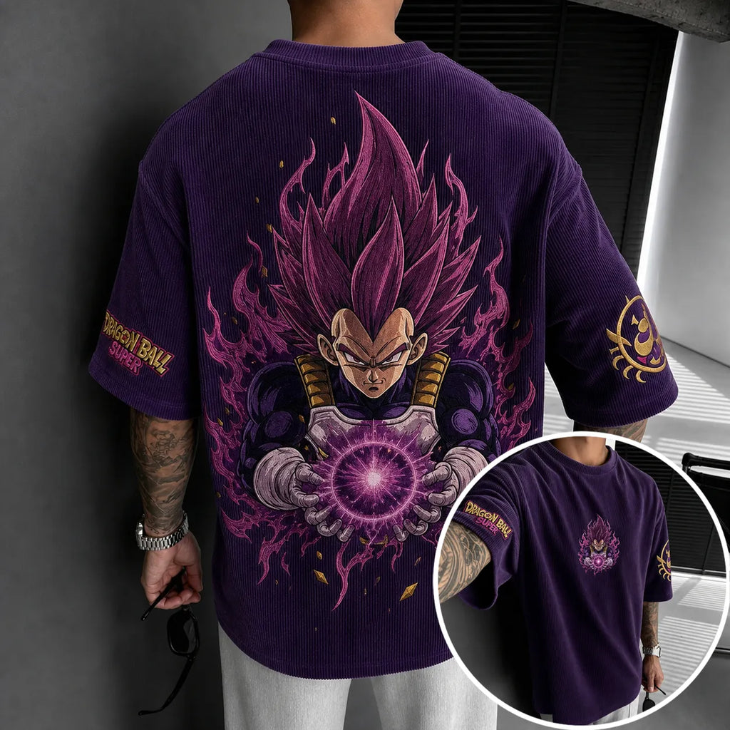 Dragon Ball Unisex Loose-Fit Rock Band Vertical Stripe T-Shirt