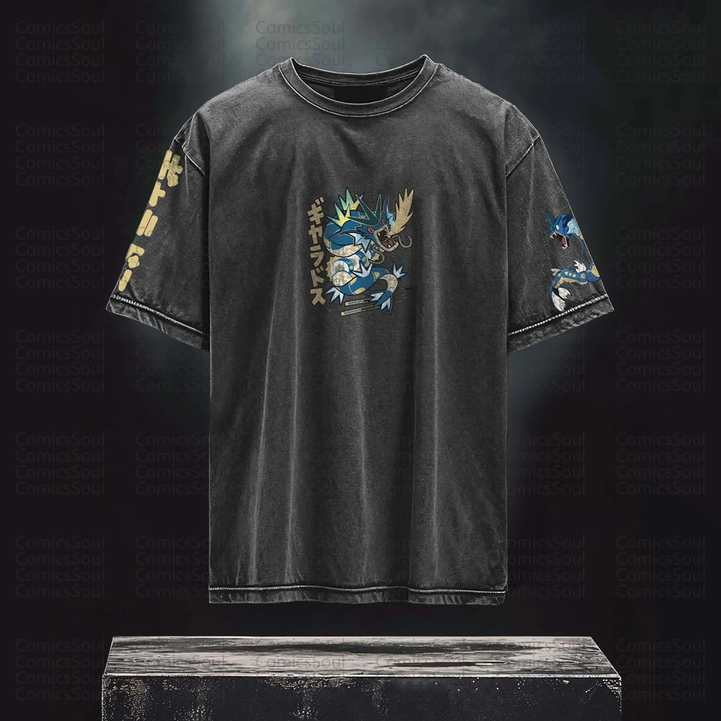 PKM-Unisex Anime Inspired Vintage Washed T-Shirt