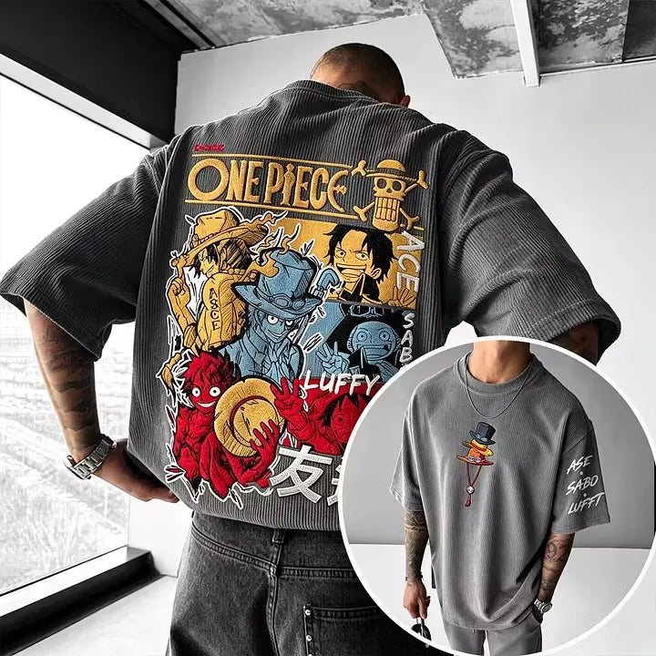One Piece Anime Vintage Waffle Knit T-Shirt