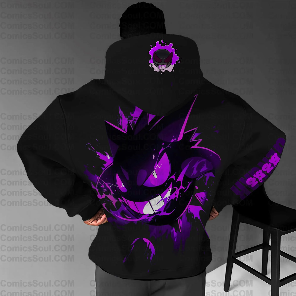 PKM-Unisex Anime Graphic Streetwear Vintage Plush Hoodie| Gengar