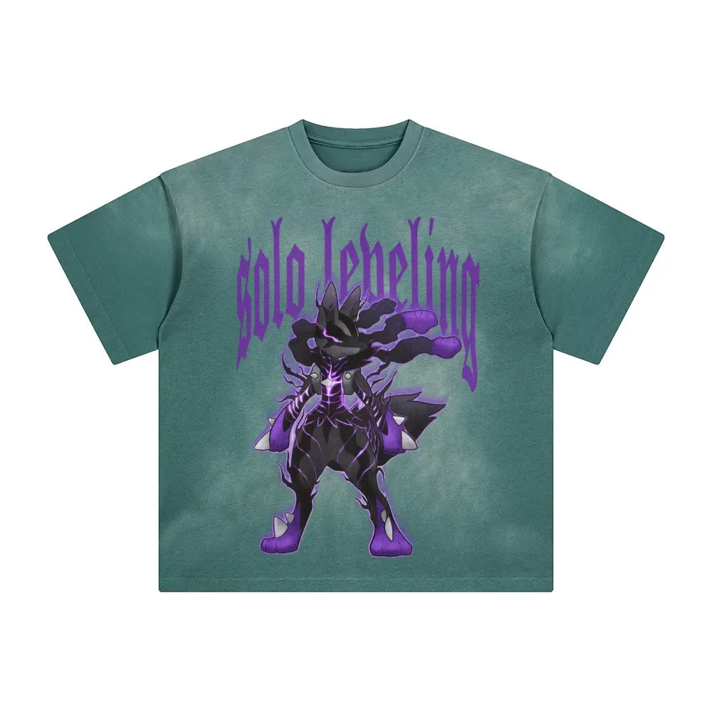SL-Unisex Anime Inspired Washed  Vintage T-Shirt