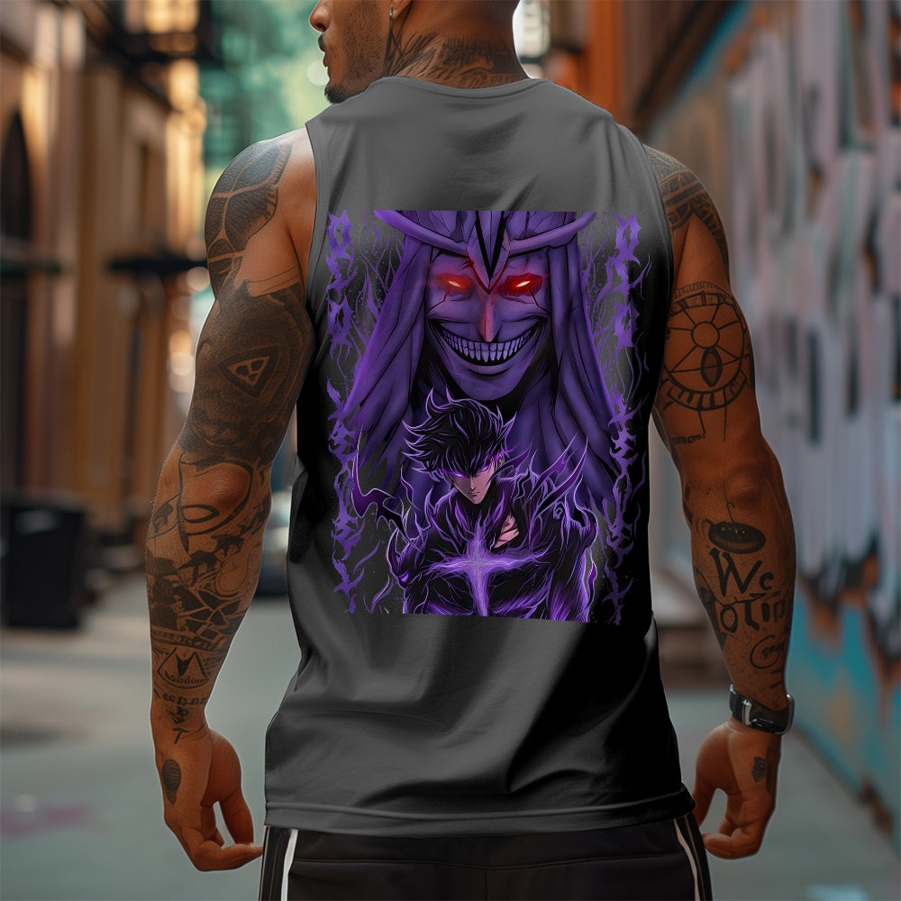 SL-Oversized Anime Print Gym Tank Top