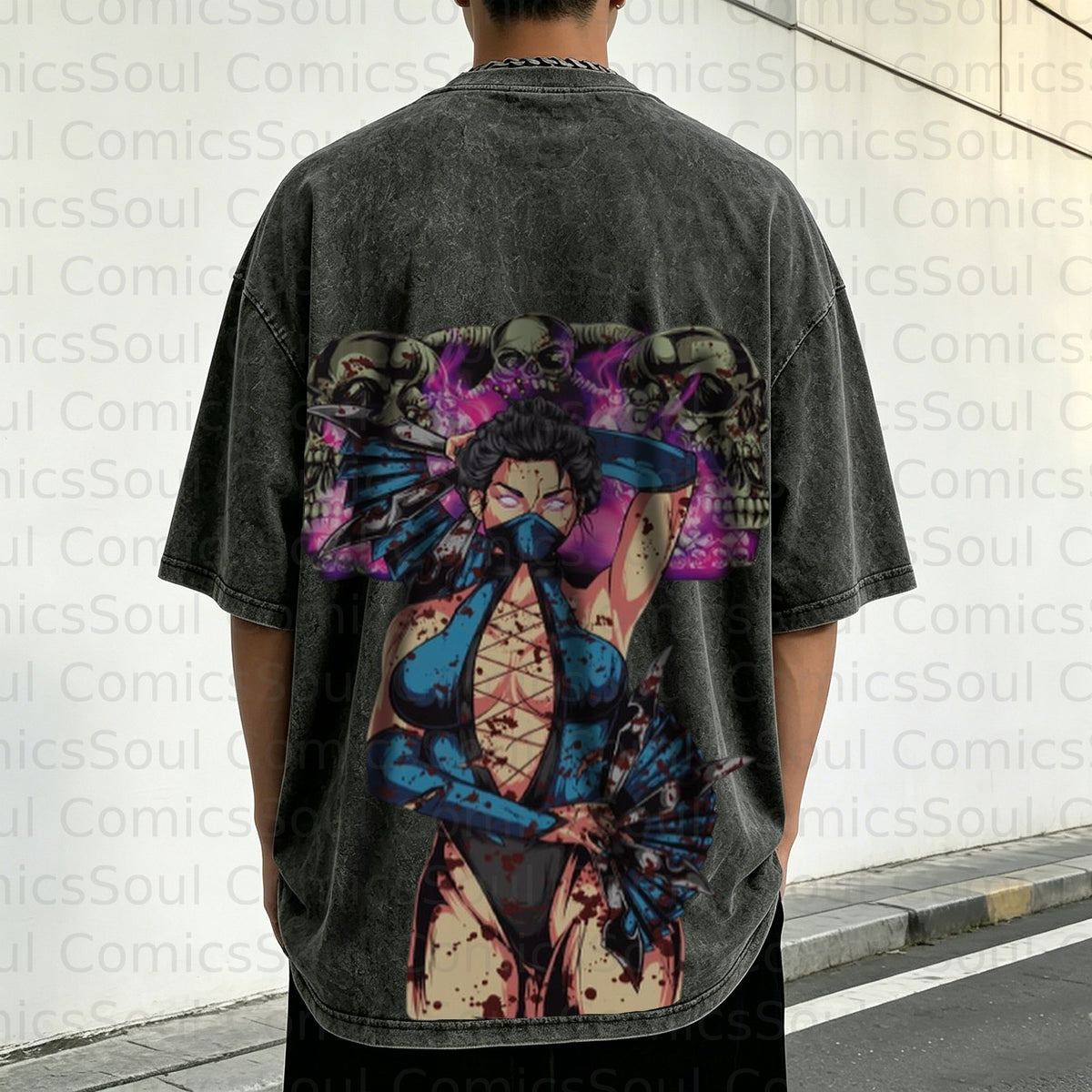 MK-Unisex Anime Inspired Vintage Washed T-Shirt