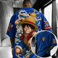 One Piece Unisex Anime-Style Retro Corduroy Oversized T-Shirt