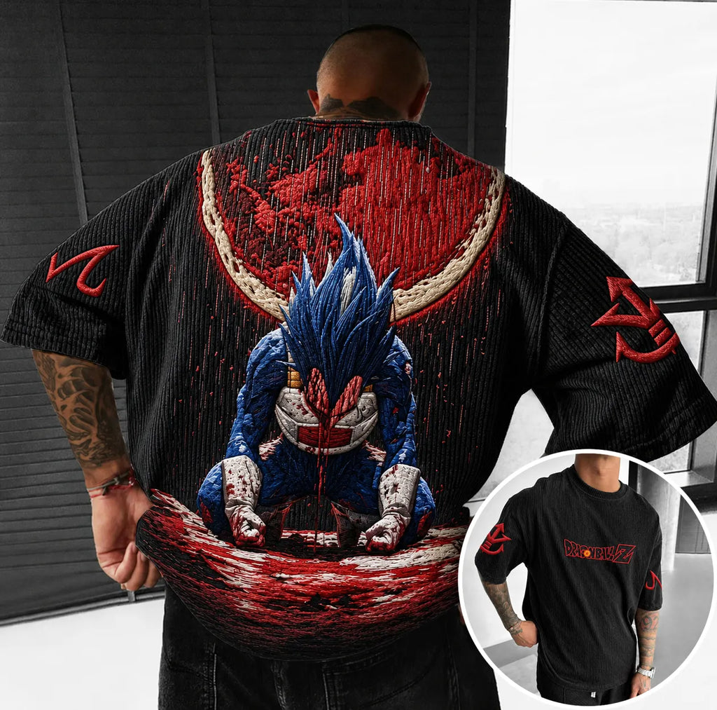 Dragon Ball Unisex Anime-Style Retro Corduroy Oversized T-Shirt