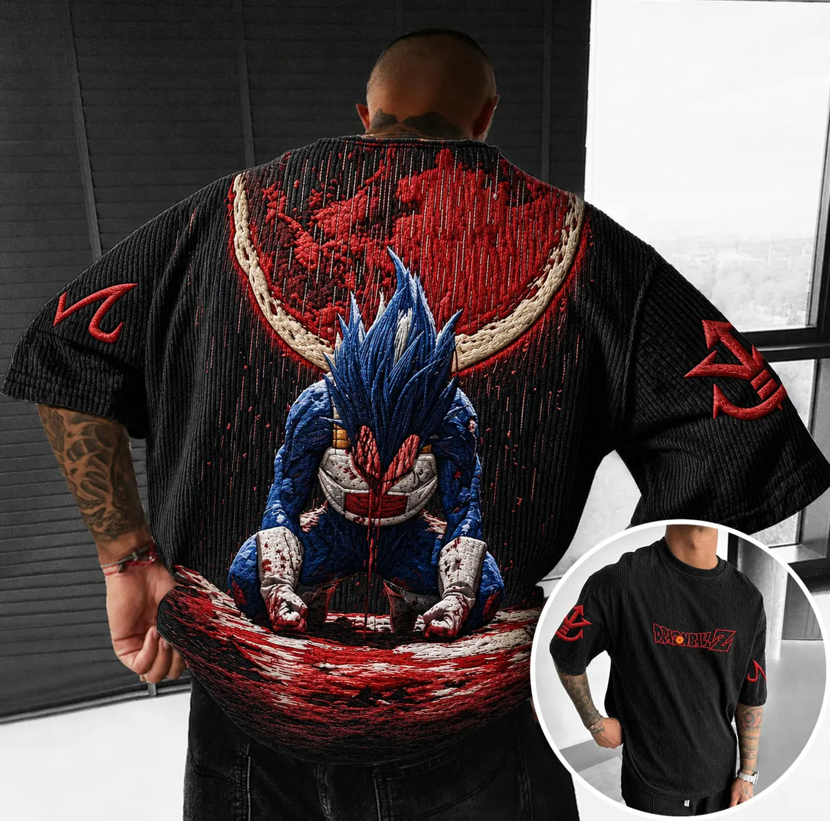 Dragon Ball Unisex Anime-Style Retro Corduroy Oversized T-Shirt