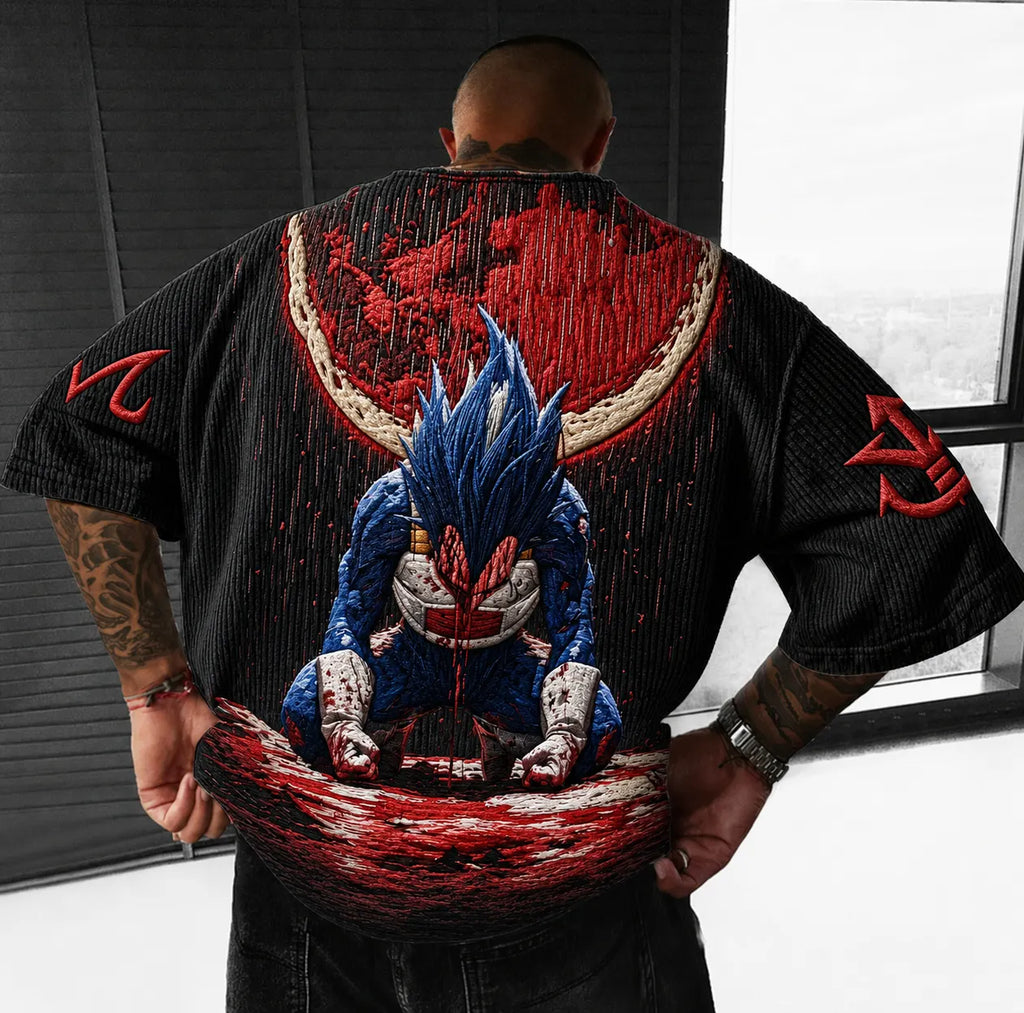 Dragon Ball Unisex Anime-Style Retro Corduroy Oversized T-Shirt