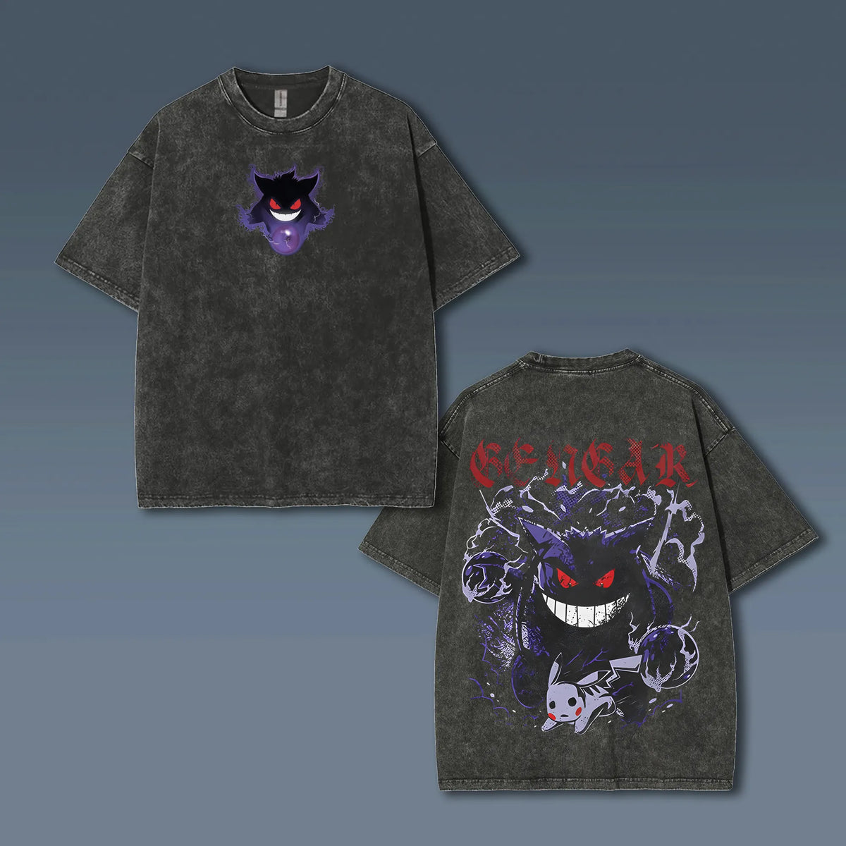 PKM-Unisex Anime Style Vintage Washed T-Shirt