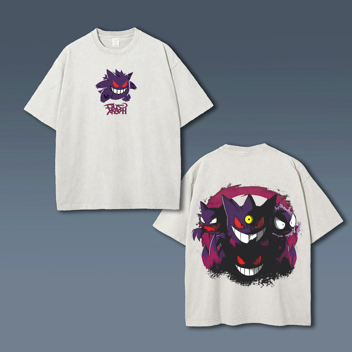 PKM-Unisex Anime Style Vintage Washed T-Shirt