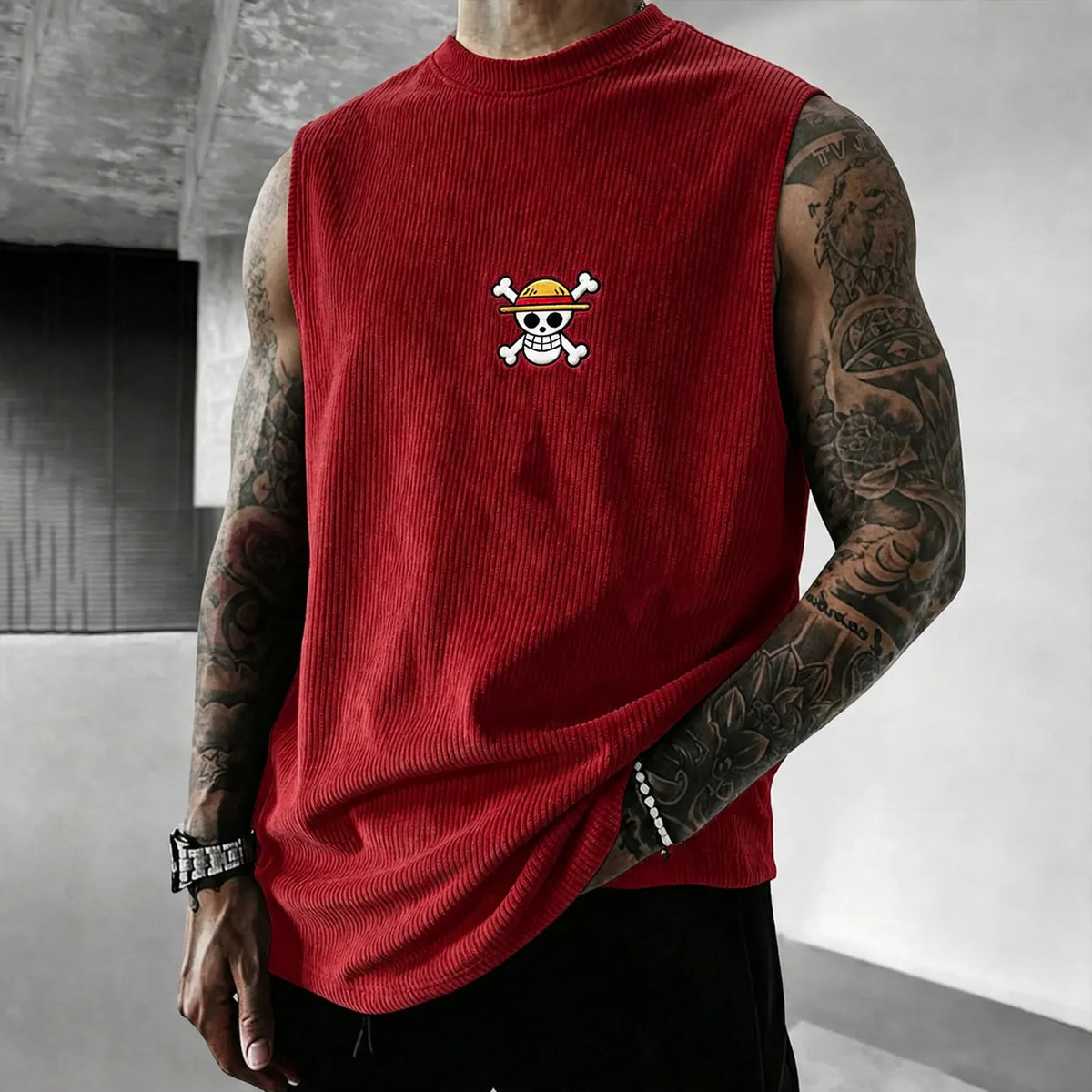 One Piece Unisex Anime-Style Retro Corduroy Tank Top