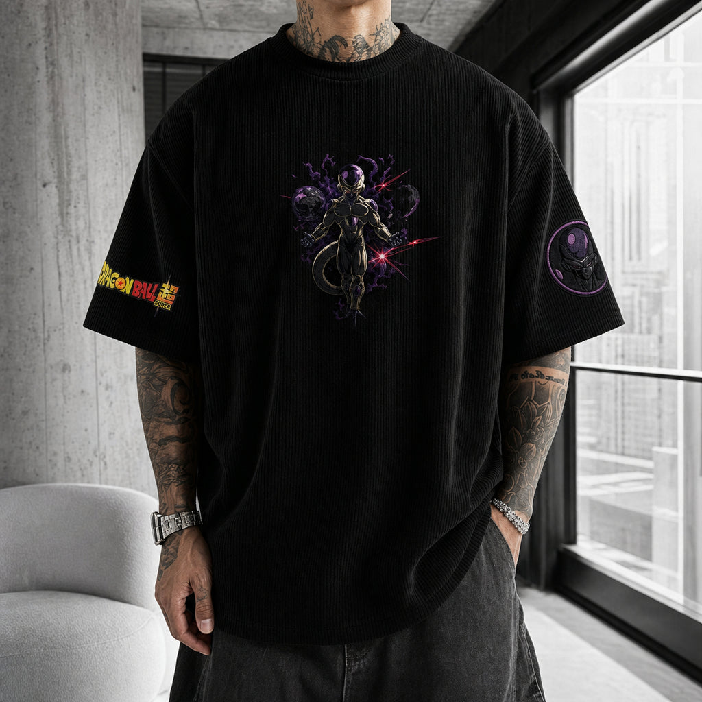 Dragon Ball Unisex Loose-Fit Rock Band Vertical Stripe T-Shirt