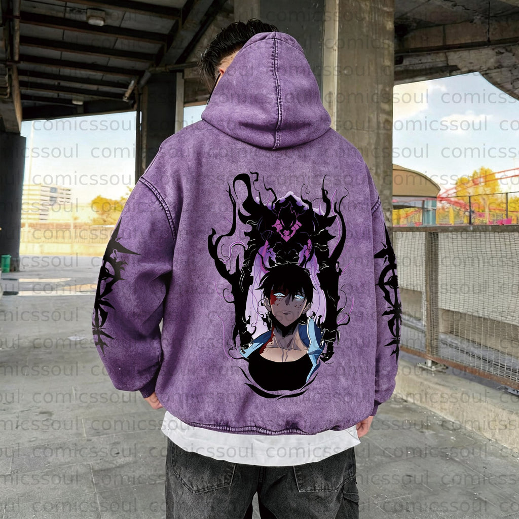 SL-Unisex  Anime Graphic Water wash Streetwear Vintage Hoodie