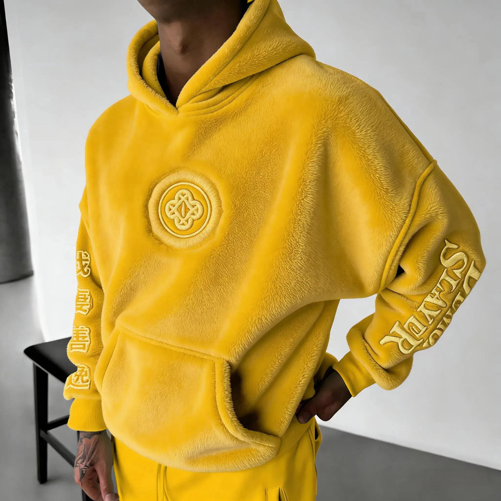 KNY Color-blocked Corduroy Hooded Sweatshirt