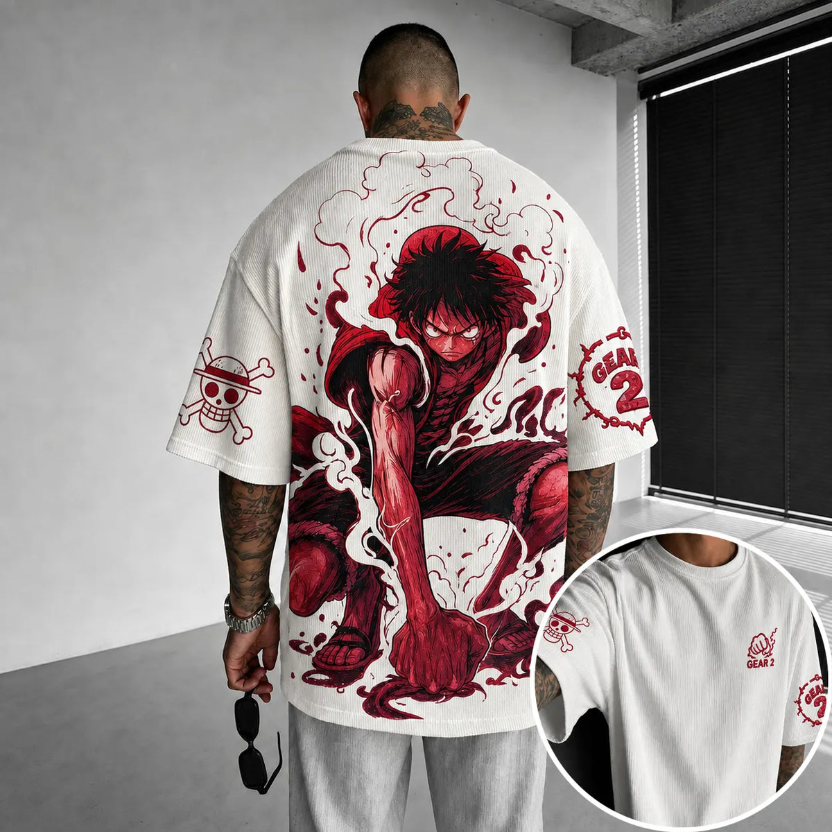 One Piece Unisex Short-Sleeve Corduroy T-Shirt With Anime Print