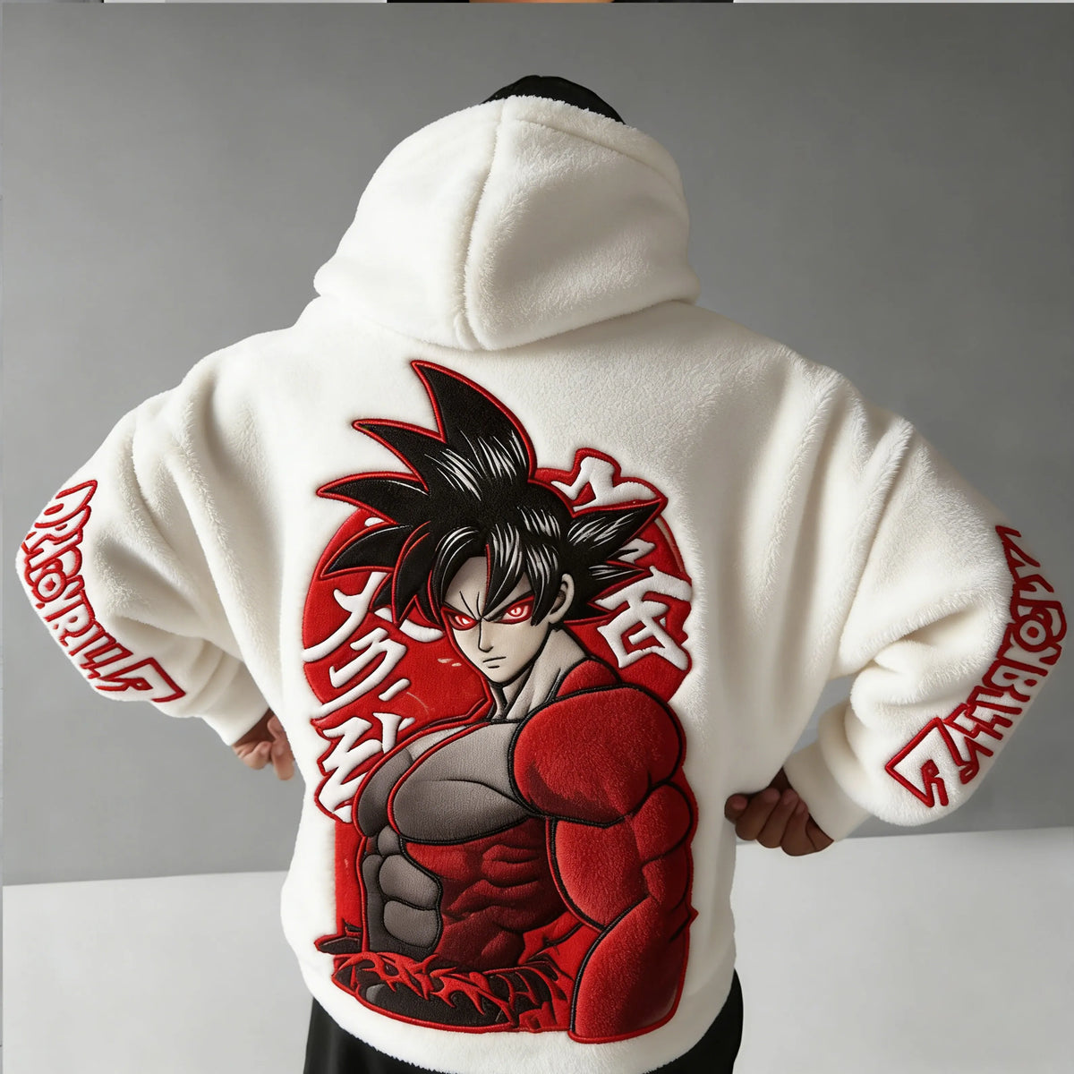 Dragon Ball Super Saiyan: Tatted Saiyan Color-blocked Plush Hoodie
