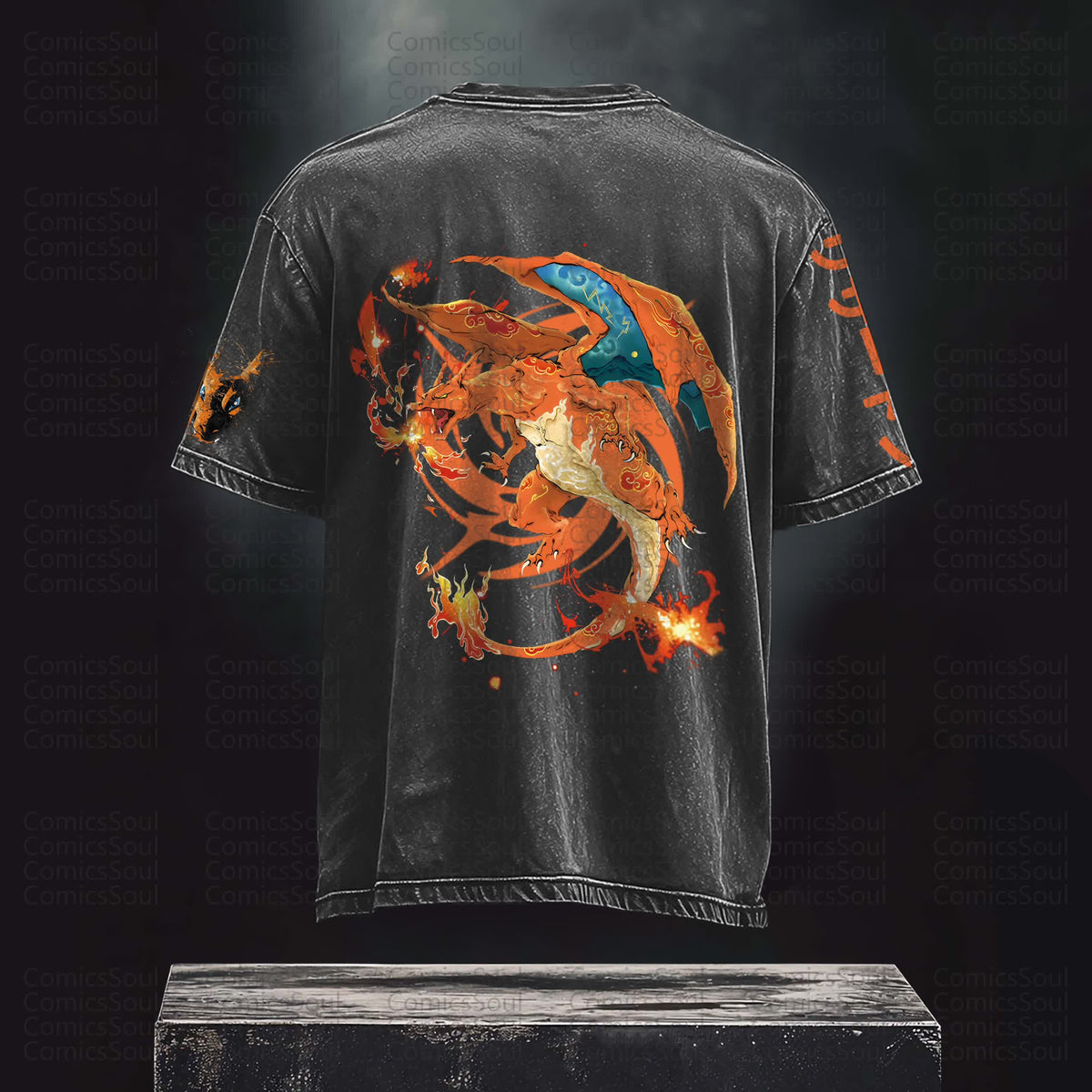 PKM-Unisex Anime Inspired Vintage washed T-Shirt