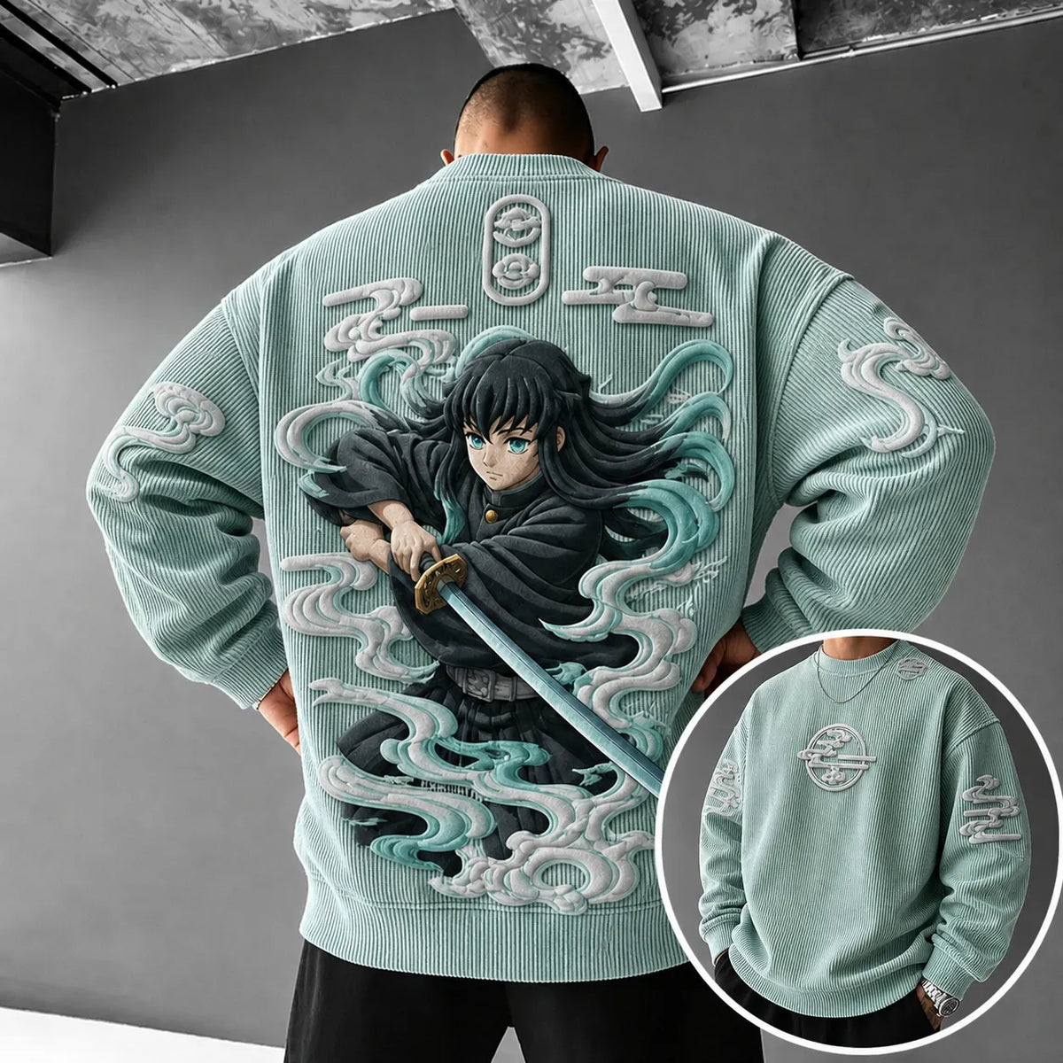 KNY Unisex Anime-print Crewneck Sweatshirt