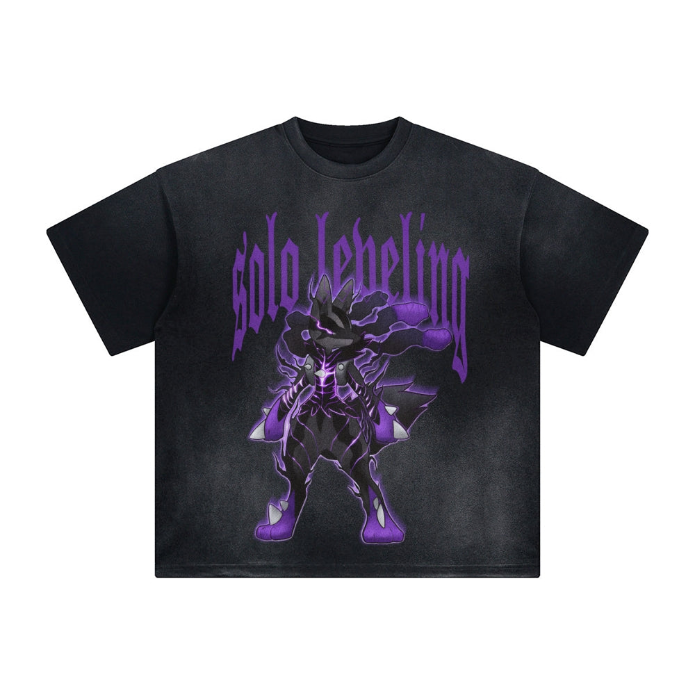 SL-Unisex Anime Inspired Washed  Vintage T-Shirt