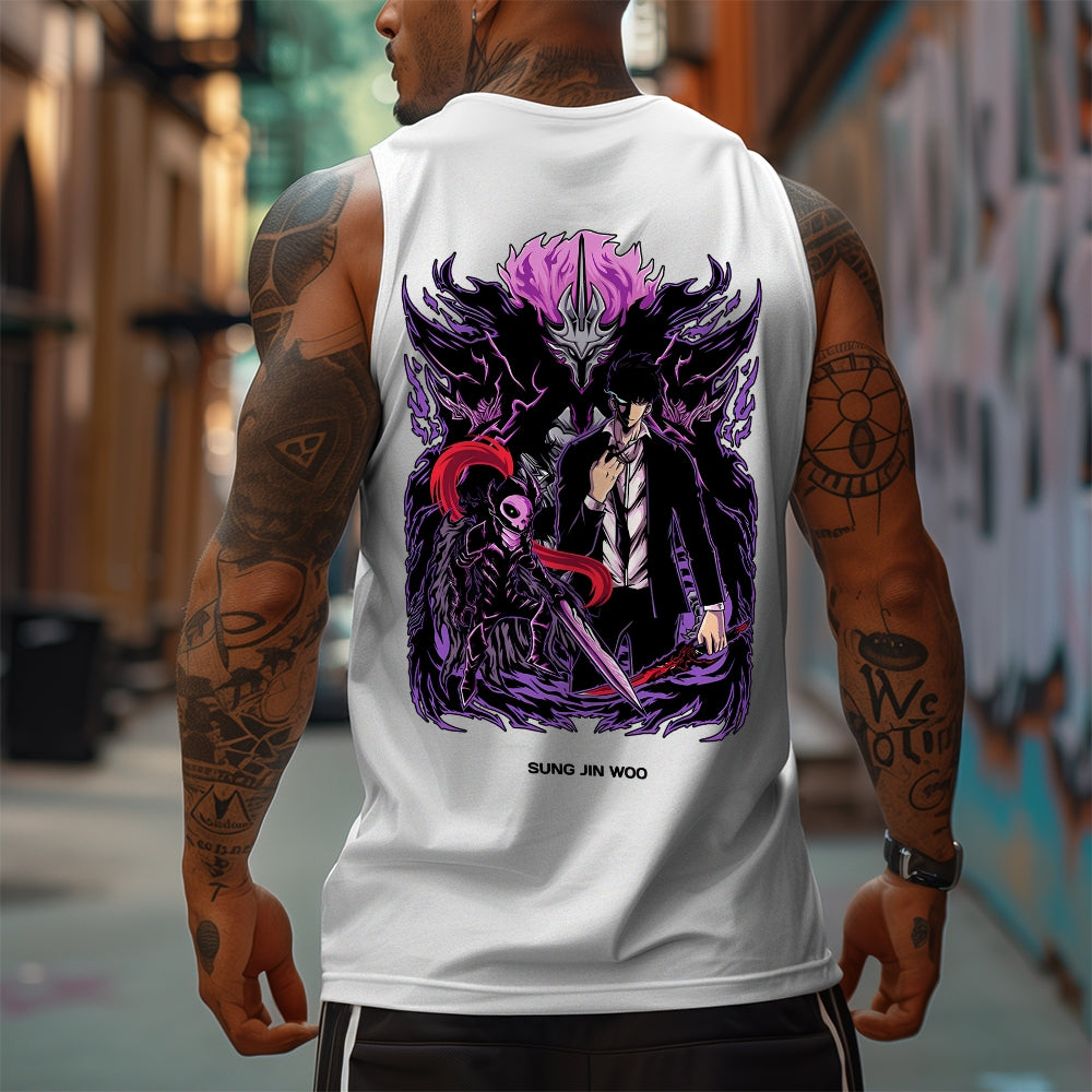 SL-Oversized Anime Print Gym Tank Top