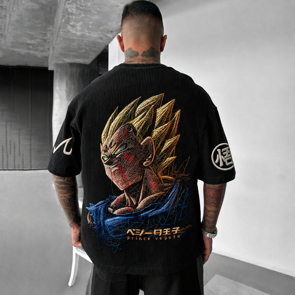 Dragon Ball Unisex Anime-Style Retro Corduroy Oversized T-Shirt