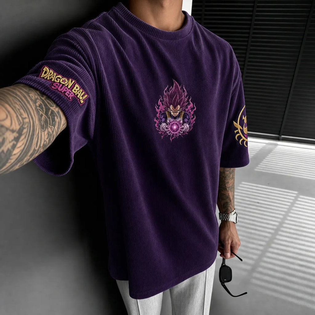 Dragon Ball Unisex Loose-Fit Rock Band Vertical Stripe T-Shirt