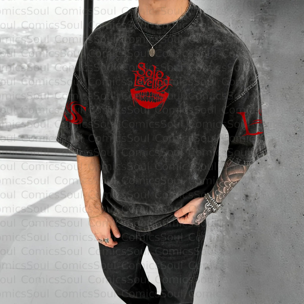 SL-Unisex Anime Inspired Vintage Washed T-Shirt